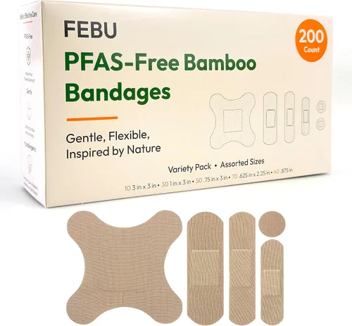 Vista 15 de FEBU Vendajes de bambú sin PFAS, 30 unidades para nudillos y dedos Apósito de tela flexible, respetuoso del medio ambiente, totalmente
