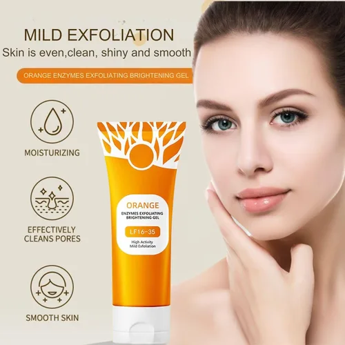 Vista 5 de 2 unidades de gel exfoliante naranja para cara y cuerpo, exfoliante de limpieza profunda de poros para eliminar puntos negros, hidratante y suave