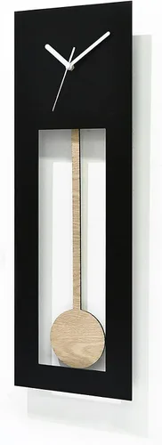 Vista 2 de Diseño moderno sin rodeos - Péndulo moderno del abuelo - Reloj de pared/reloj de mesa - Personalizar cara negra/péndulo de madera natural