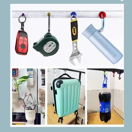 Vista 5 de Paquete de 9 ganchos magnéticos para cabinas de crucero, ganchos magnéticos para colgar en el refrigerador, imanes coloridos resistentes