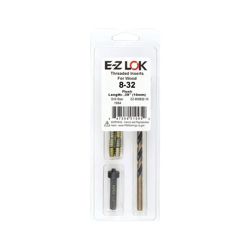 Vista 15 de E-Z LOK Kit de reparación de rosca hexagonal E-Z para insertos roscados con brida para madera blanda 1/4-20 x 13mm, perforador, herramienta