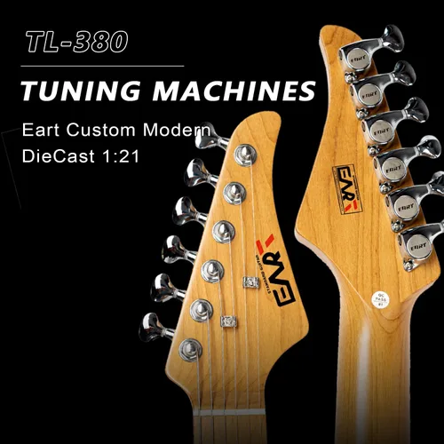 Vista 5 de EART TL-380 Guitarra eléctrica profesional para jugadores versátiles Cuello y diapasón de arce tostado, pastillas humbuckers con bobina dividida