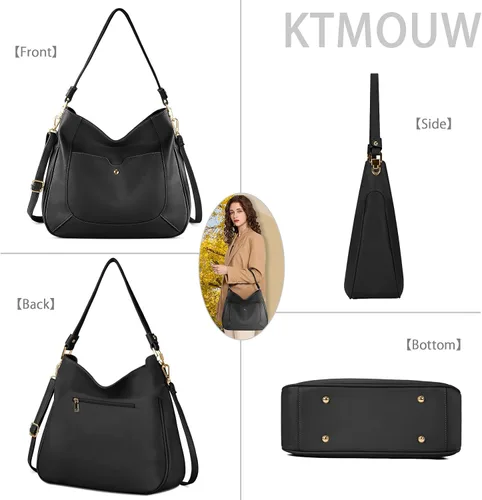 Vista 4 de Bolsos y bolsos de cuero sintético para mujer, bolso grande con correa ajustable