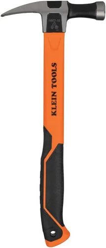 Vista 14 de Klein Tools H80718 Martillo de garra recta con cabeza lisa, 18 onzas, mango de agarre antideslizante de fibra de vidrio con orificio de sujeción, 15