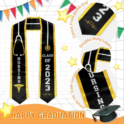 Vista 5 de Batorkpl Estola de graduación para enfermeras, fajín de graduado de enfermería, ideal para regalo de graduación de clase de 2023
