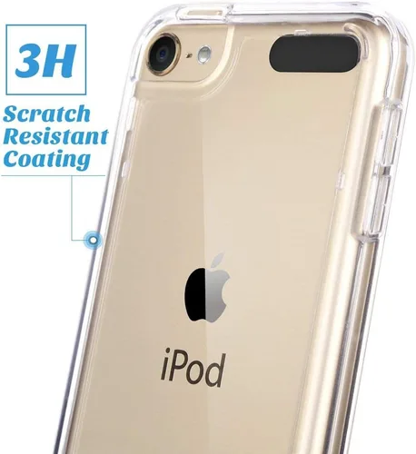 Vista 4 de ULAK Funda transparente para iPod Touch de 7ª generación y protección para iPod Touch de grado militar con protector de pantalla y soporte