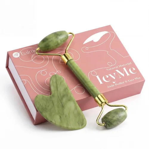 Vista 11 de BAIMEI IcyMe - Rodillo facial de jade y Gua Sha, rodillo de belleza facial, herramientas para el cuidado de la piel, regalo de cuidado personal