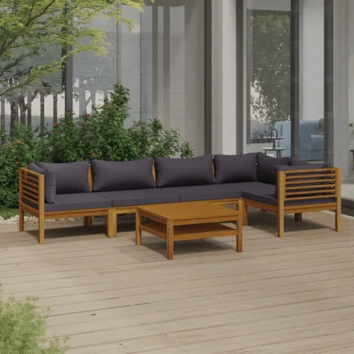 Vista 22 de Juego de 5 piezas para patio con cojín, juego de muebles de sofá, resistente a la intemperie, adecuado para uso en exteriores, requiere montaje Gris