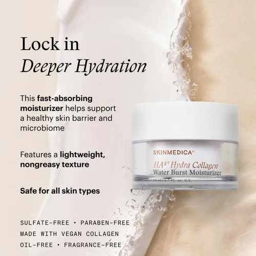 Vista 3 de SkinMedica HA5 Hydra Collagen Water Burst - Hidratante facial con colágeno vegano, crema facial con complejo de barrera de microbioma