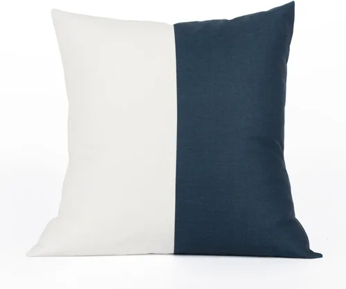 Vista 3 de HPD Half Price Drapes Juego de 2 fundas de almohada de algodón estampadas, 18 x 18 pulgadas, fundas de almohada decorativas, color azul oscuro