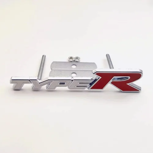Vista 4 de Emblema de rejilla frontal con logotipo de metal cromado, tipo 3D, repuesto de automóvil para vehículo universal (blanco)