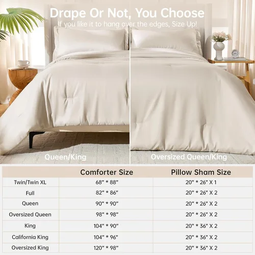Vista 8 de MUXHOMO Juego de edredón beige tamaño individual/individual XL, ropa de cama alternativa ultrasuave para todas las estaciones. El juego de cama