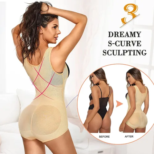 Vista 5 de RGAINON Body de entrenamiento de cintura para mujer, con control de abdomen, adelgazante, Fajas Colombianas, moldeador de cuerpo, busto abierto