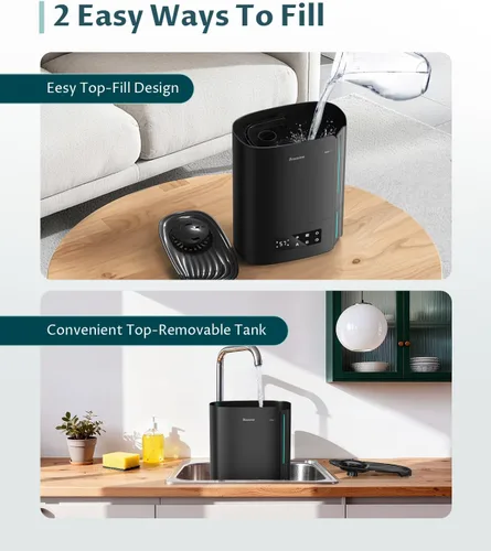 Vista 7 de BREEZOME - Humidificador de 6L, para dormitorio, habitación grande y difusor de aceite esencial, humidificador ultrasónico de llenado superior