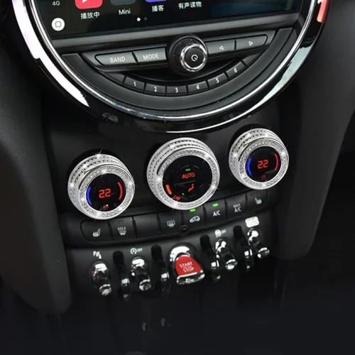 Vista 4 de TOMALL Bling - Botón de aire acondicionado AC, cubierta de botón compatible con Mini Cooper Countryman Clubman, cubierta para consola central