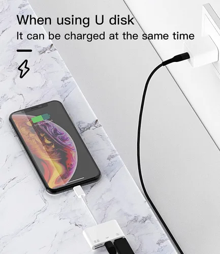 Vista 5 de Cámara Micro SD TF lector de tarjetas de memoria Lightning macho a USB3.0 hembra adaptador OTG Cable para Apple iPhone 11 12 mini max pro xs xr x