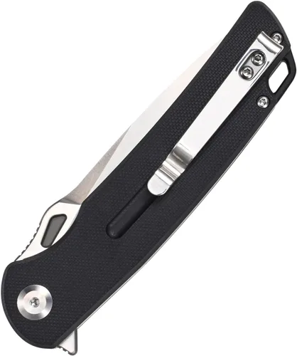 Vista 3 de Sitivien Cuchillo plegable ST137, hoja de satén D2, mango G10, cuchillo de herramienta EDC para senderismo al aire libre, camping, pesca (negro)