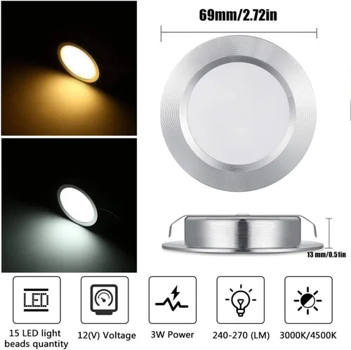 Vista 3 de Luz LED de 12 voltios para caravana Day-2 para lancha, remolque, cámper, luz diurna
