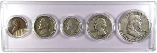 Vista 15 de Juego de 5 monedas coleccionables de 1934 en buen o mejor estado para regalo