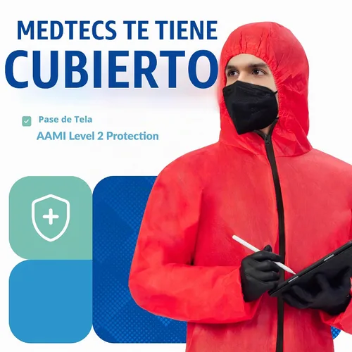 Vista 4 de Medtecs Trajes de materiales peligrosos - 6 opciones de tamaños - Traje de overol desechable, overol de protección médica Trajes de materiales Con