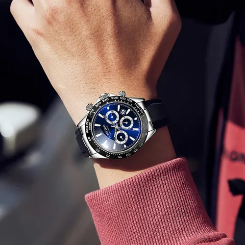 Vista 7 de devaco Relojes luminosos del cronógrafo del calendario de los hombres, relojes de moda de los hombres