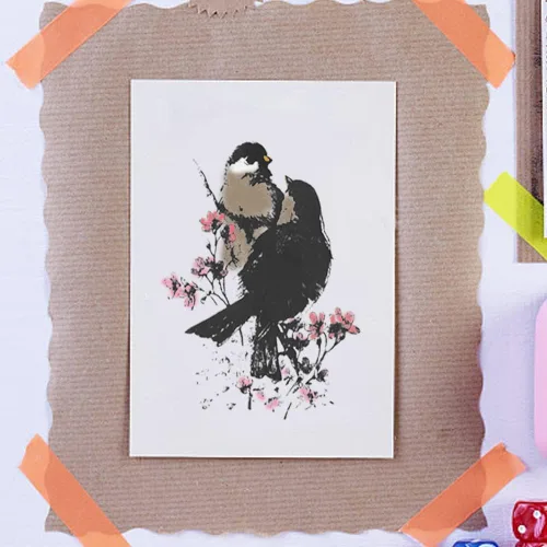 Vista 4 de ALIBBON 2 sellos transparentes de pájaros sobre flores para hacer tarjetas y decoraciones de álbumes de fotos, sellos de pájaros de primavera, fondo