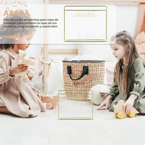 Vista 8 de Toddmomy - Perchero miniatura para muñecas con 10 mini perchas de metal para muñecas de ropa, soporte de almacenamiento para accesorios de casa