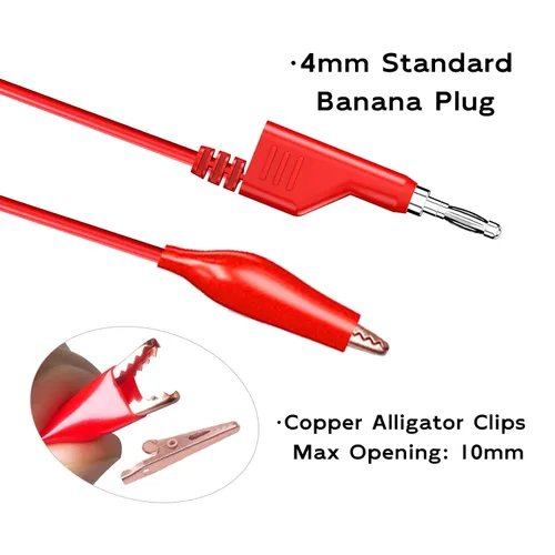 Vista 5 de Goupchn Stackabe Banana Plug to Alligator Clips Cables de prueba 5 colores Cables eléctricos flexibles suaves para pruebas eléctricas multímetro