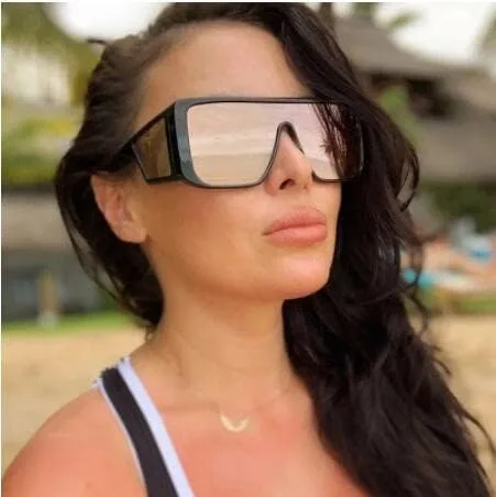 Vista 4 de FEISEDY Lentes de sol envolventes para hombres y mujeres, escudo futurista rectángula, parte superior plana, persianas de una pieza B9037, 65mm