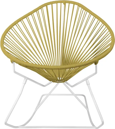 Vista 37 de Innit Designs Acapulco - Silla mecedora con estructura cromada, color turquesa, tejido naranja Verde