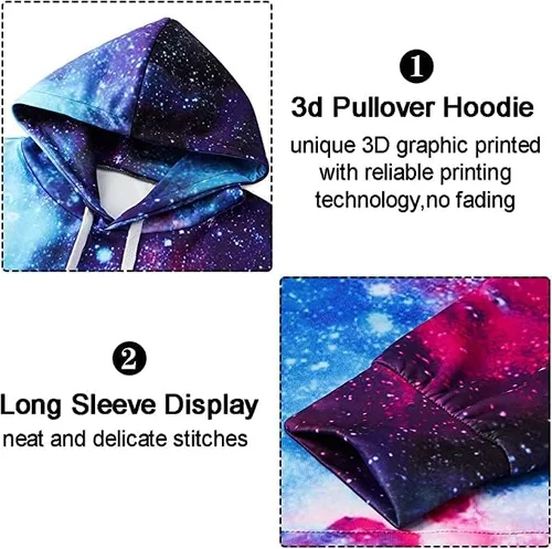 Vista 6 de uideazone Sudadera con capucha con estampado 3D para hombre y mujer, con bolsillo tipo canguro