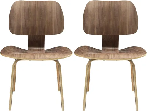 Vista 10 de Modway Fathom Mid-Century Moderna Contrachapado Moldeado Dos Sillas de Cocina y Comedor en Natural