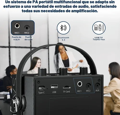 Vista 6 de Amplificador de voz Bluetooth 5.3 con auriculares de micrófono inalámbrico, micrófono amplificador inalámbrico personal para profesores, megafonía