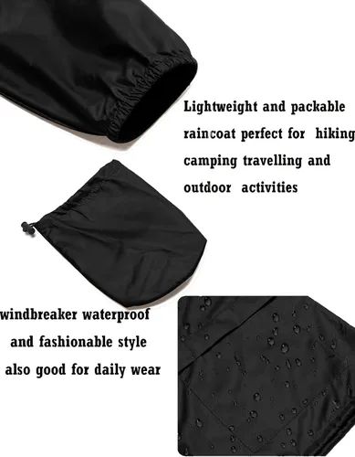 Vista 5 de Avoogue Impermeable de talla grande para mujer chaqueta impermeable para la lluvia con capucha para exteriores