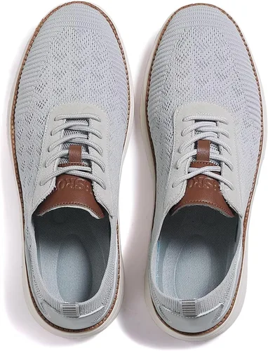 Vista 4 de Zapatos deportivos de vestir de moda para hombre, zapatos de malla Oxfords para caminar casuales de negocios, zapatos de tenis ligeros de punto