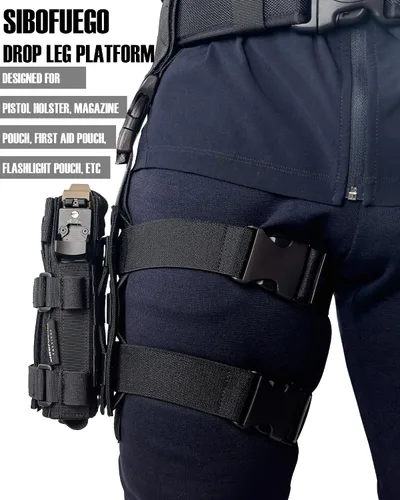 Vista 6 de Plataforma táctica Molle Drop Leg – Universalmente ajustable con panel Molle para acomodar tanto la funda de pierna caída como la correa de pierna