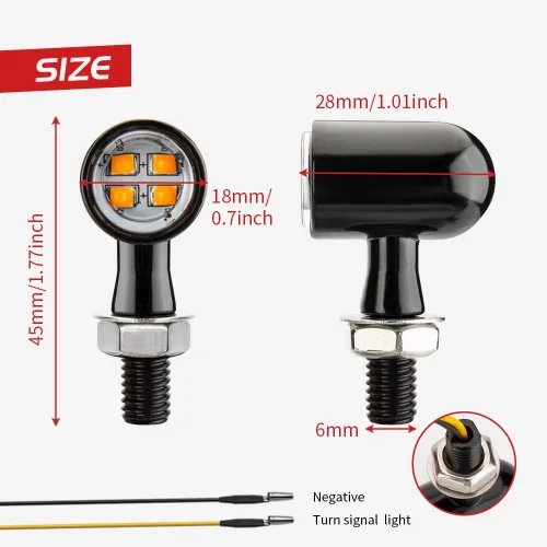 Vista 7 de Intermitentes LED para Motocicleta Mini Señales Giratorias Pequeñas Luz Indicadora Micro Delantera Trasera Compatible con Harley Davidson Honda