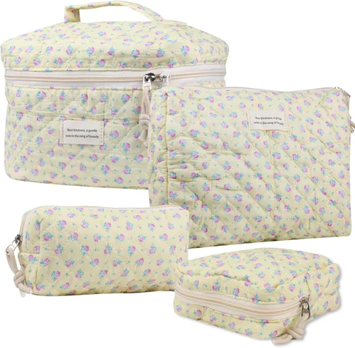 Vista 13 de NATINSA Bonita bolsa de maquillaje para mujer (2 unidades), bolsas de cosméticos de viaje, bolsa organizadora de artículos de tocador con diseño 21
