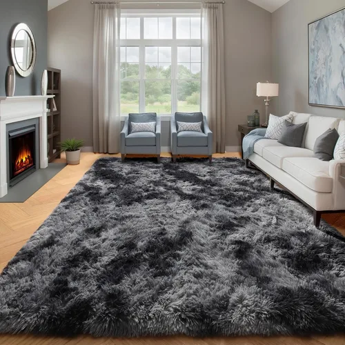 Vista 128 de ONASAR - Alfombra de pasillo negra de 2 x 6 pies, esponjosa, lavable, ultrasuave, afelpada, peluda, tapete para bebés, dormitorio de niños, armario