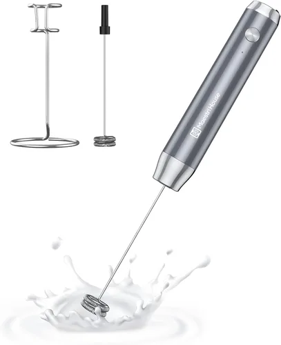 Vista 12 de Maestri House LunaFro - Espumador de leche recargable con soporte, máquina de espuma eléctrica de mano, impermeable, desmontable, de acero