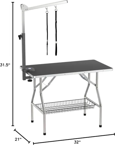 Vista 6 de Flying Pig - Mesa plegable de 32 pulgadas con marco de acero inoxidable resistente para perros y mascotas (32 x 21 pulgadas, negro)