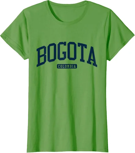 Vista 4 de Bogotá Colombia College University Style Camiseta azul marino, Blanco