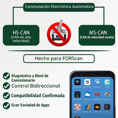 Vista 6 de Vgate vLinker FD Plus OBD2 Adaptador Bluetooth BLE Escáner para FORScan, Funciona con iPhone, Android y Windows