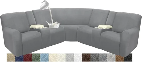 Vista 18 de Fundas impermeables de sofá reclinable modular para sofás reclinables, lavable en forma de L, para perros, fundas elásticas para sofá reclinable