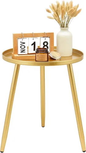 Vista 12 de Linpla Mesas auxiliares/auxiliares decentes – Pequeña mesa redonda decorativa, mesitas de noche estrechas de metal negro con 3 patas, ideal