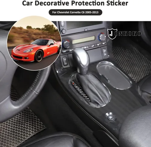 Vista 4 de Pegatinas de fibra de carbono suave para coche, indicador de cambio central para Chevrolet Corvette C6 2005-2013, calcomanías de ajuste de marco