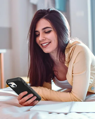 Vista 7 de Funda resistente para iPhone 13 y iPhone 14, protección a prueba de golpes de grado militar, incluye 2 protectores de pantalla de vidrio templado