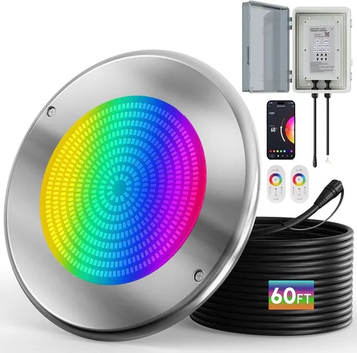 Vista 10 de Luces de piscina LED WiFi Spa de 60 pies y 6 pulgadas para piscina enterrada con triple control (control remoto/aplicación/controlador), luz