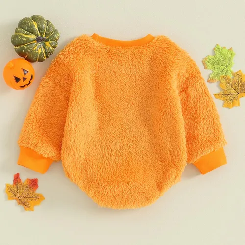 Vista 7 de Mameluco de manga larga para bebé, niña, niño, Halloween, overol de fantasma, mameluco de una pieza con capucha para otoño e invierno