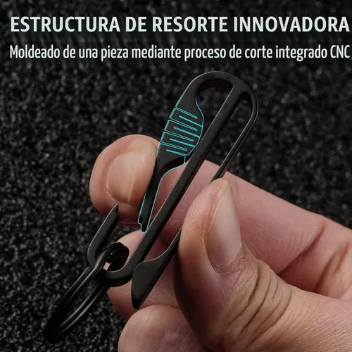 Vista 6 de KeyUnity KM03 Llavero de titanio clip para cinturón con llavero extraíble Negro